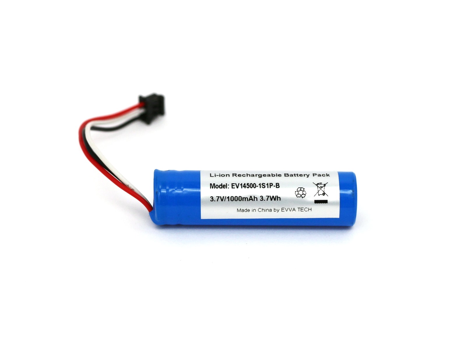 1S1P 14500 AA Li-ion Rechargeable Battery Wires Out 3.7V 1000mAh