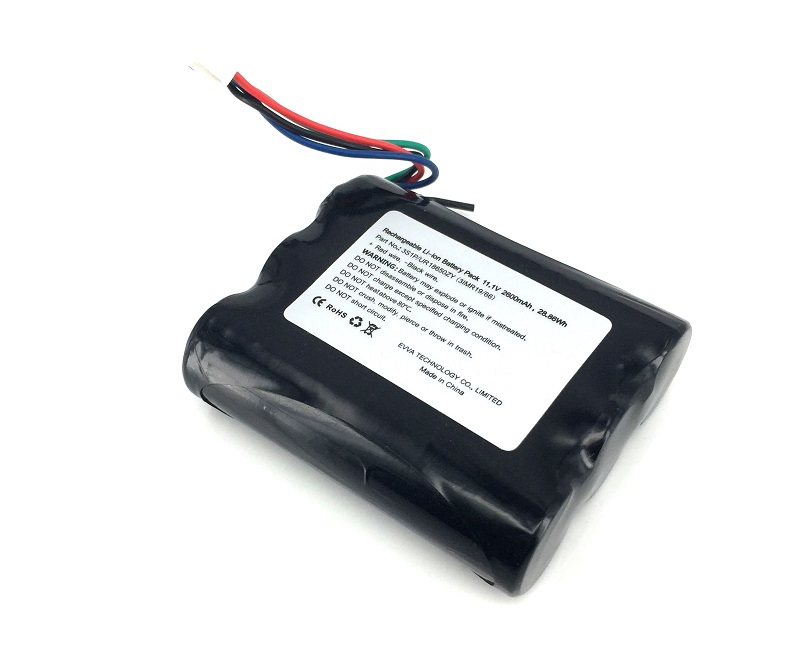 3S1P 18650 10.8V Li-ion Battery Pack 2600mAh Wires Out with Fuel Guage smBus