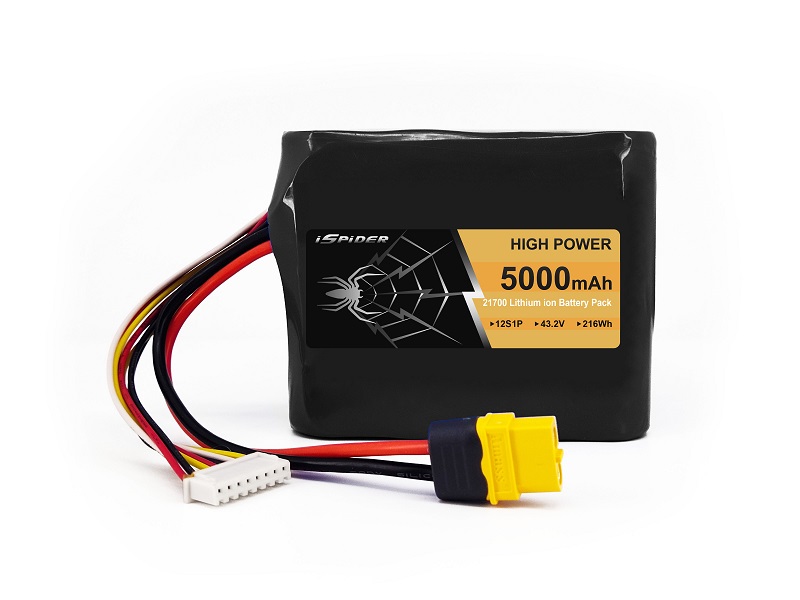 21700 12S1P 43.2V 5000mAh Li-ion Battery Pack for UAV FPV Done RC Car