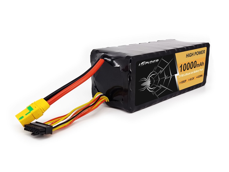 21700 12S Lithium ion Battery 12S2P 10000mAh 22.2V Li-ion Pack XT90 plug